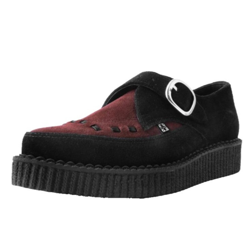 TUK Men’s Black & Burgundy Suede Pointed Buckle Creeper Shoe size 11/ 44